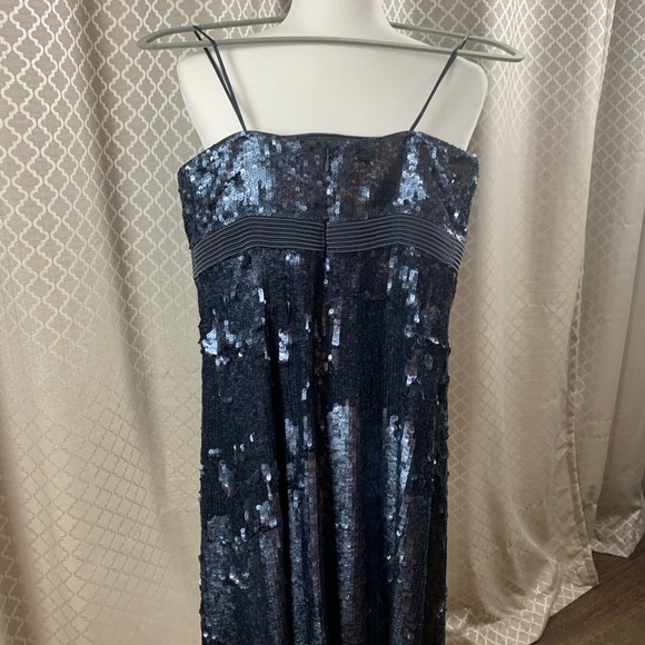 Badgley Mischka Blue Sequin Mini Dress - Picture 3 of 8